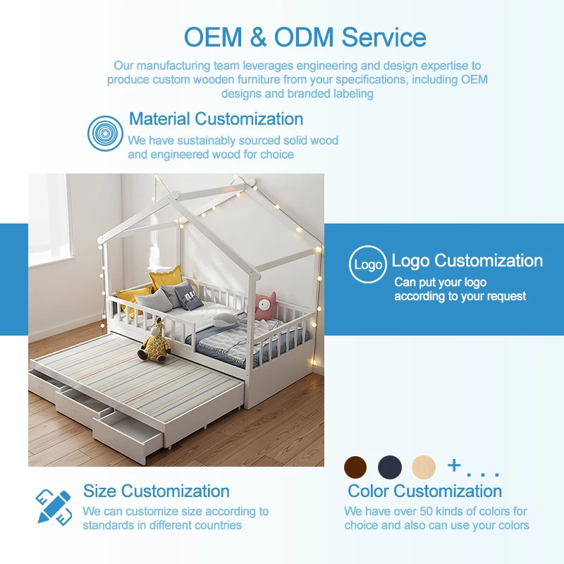 مجموعة أثاث غرف نوم الأطفال الخشبية المعاصرة من مونتيسوري ODM/OEM للبيع بالجملة، منزل على طراز الشقة